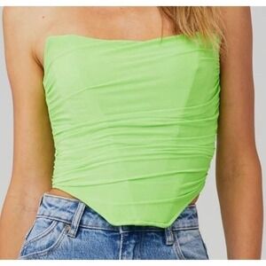 Steve Madden Neon Green Strapless Crop Top